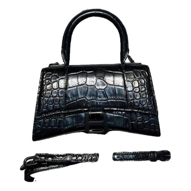 Hourglass leather handbag