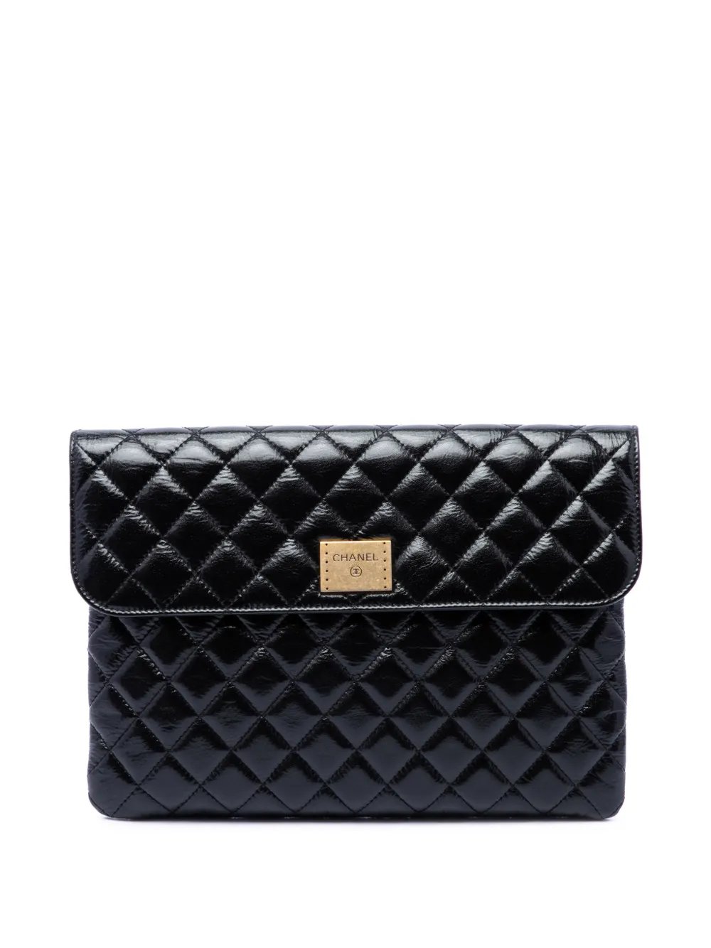 2018-2019 CC Quilted Patent Flap clutch bag