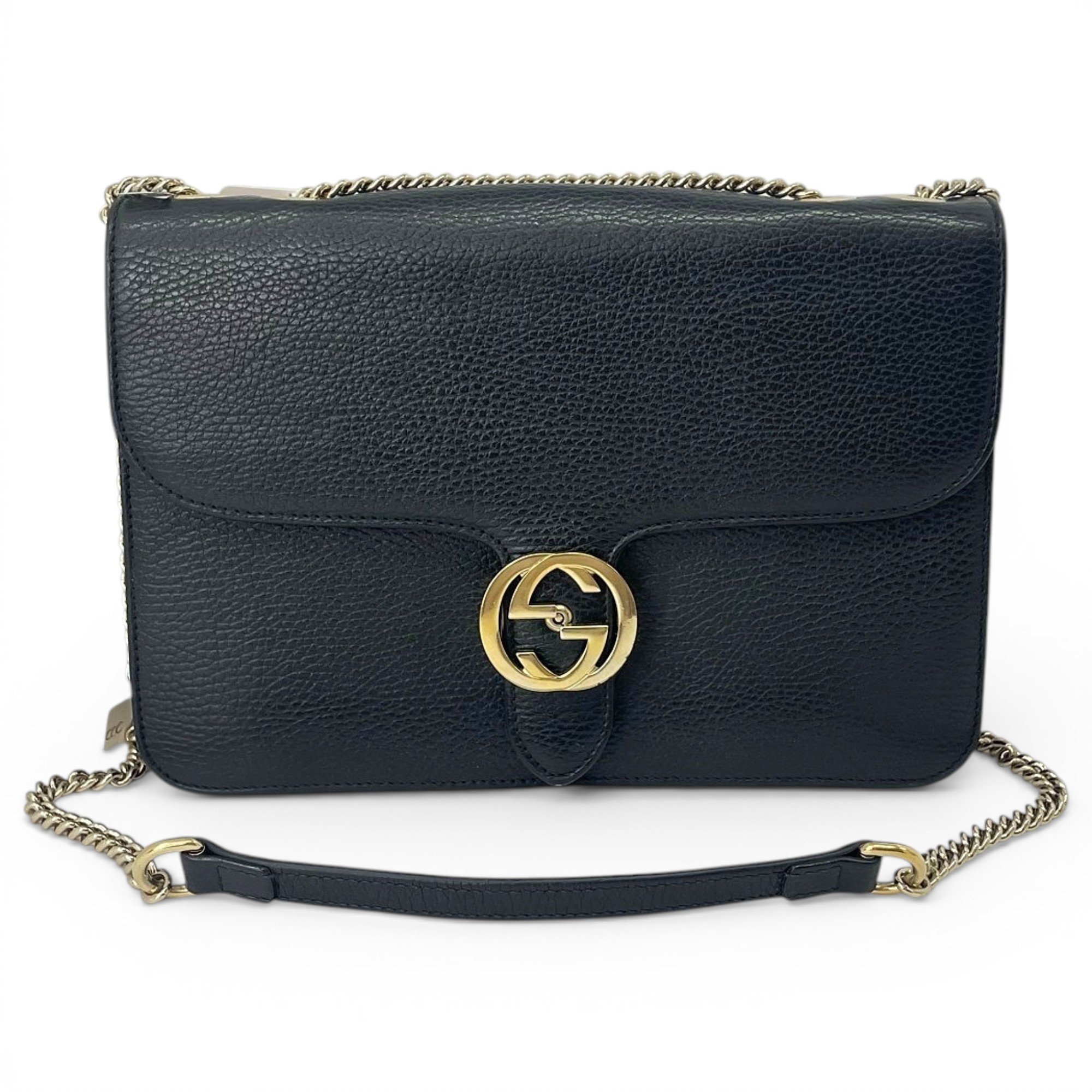 Interlocking leather handbag
