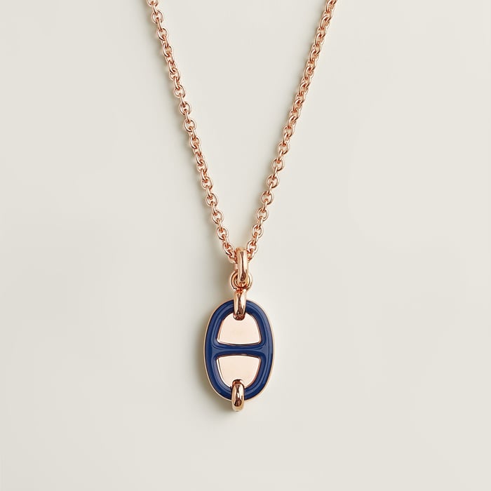 Bleu Saphir Mini Maillon Pendant, Small Model