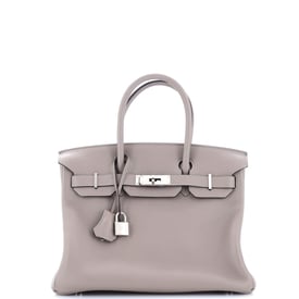 Hermes Birkin Handbag Grey Novillo with Palladium Hardware 30