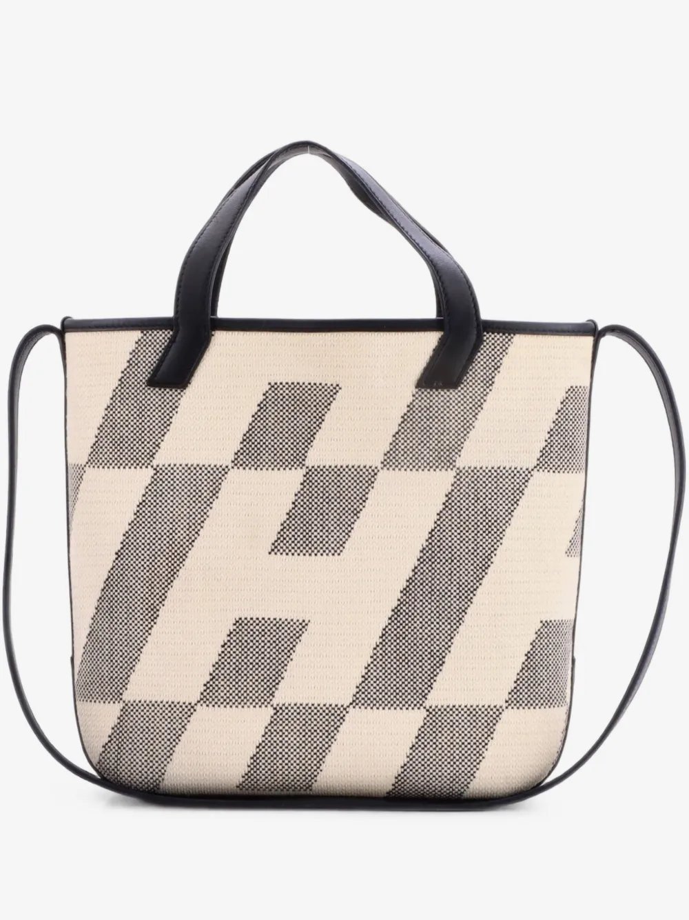 Cabas H en Biais Tote Canvas with Leather 27 shoulder bag