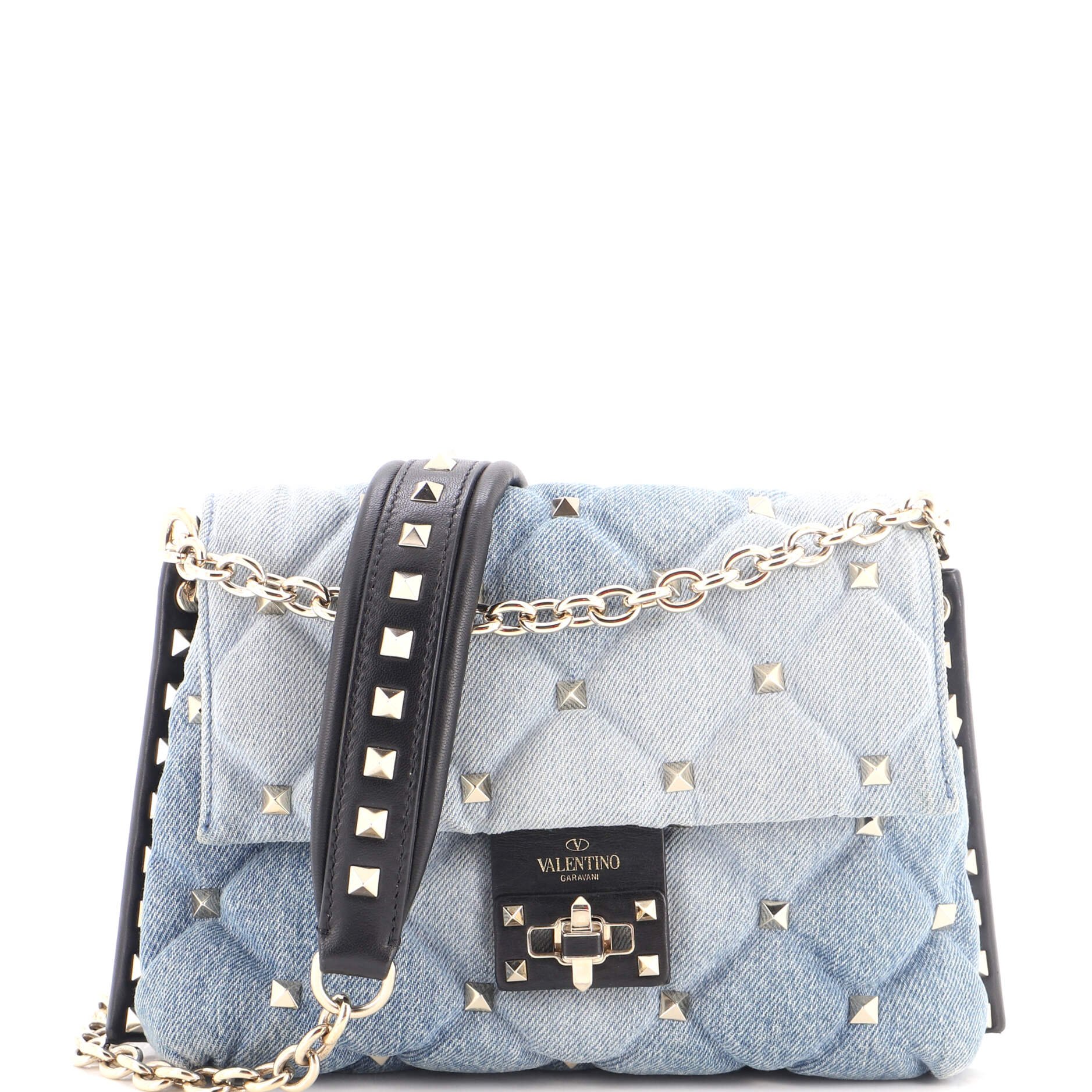 Valentino Garavani Candystud Shoulder Bag Denim Medium
