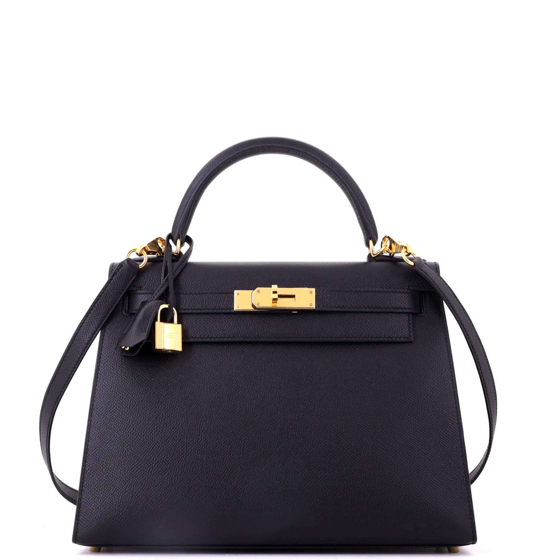 Kelly Handbag Noir Epsom with Gold Hardware 28