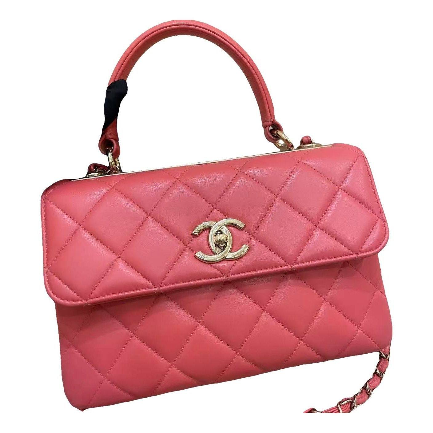 Trendy CC Top Handle leather handbag