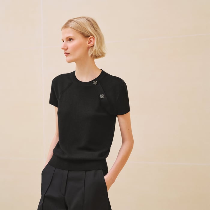 Noir Short-sleeve Cashmere Sweater