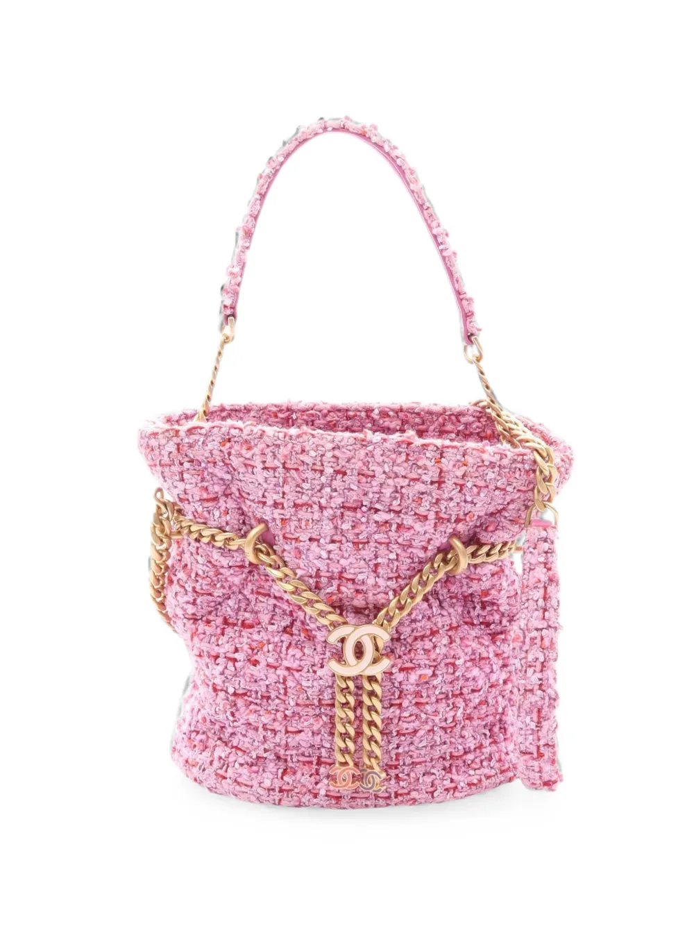 Chanel matelassé tweed bucket bag
