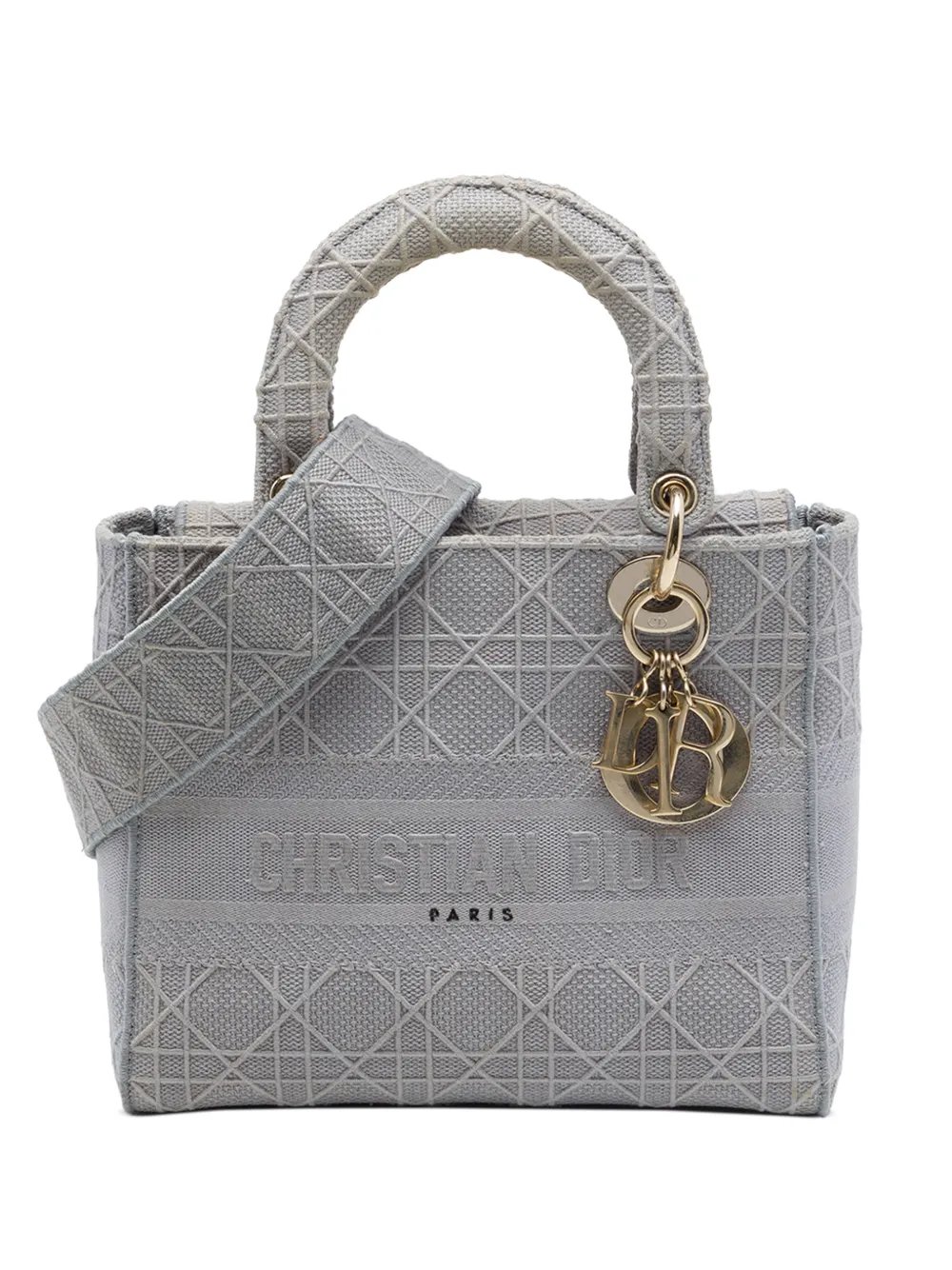 2020 Medium Embroidered Canvas Cannage Lady D Lite satchel