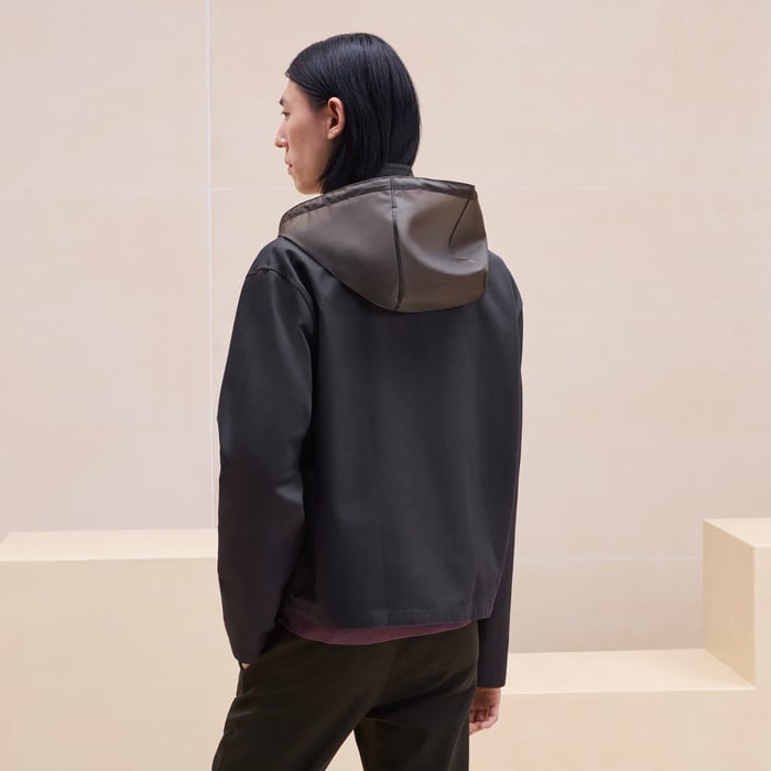 Anthracite Hooded Boxy Fit Jacket Shirt