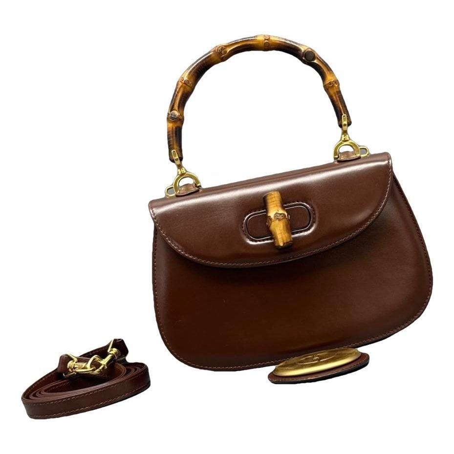 Convertible Bamboo Top Handle leather handbag