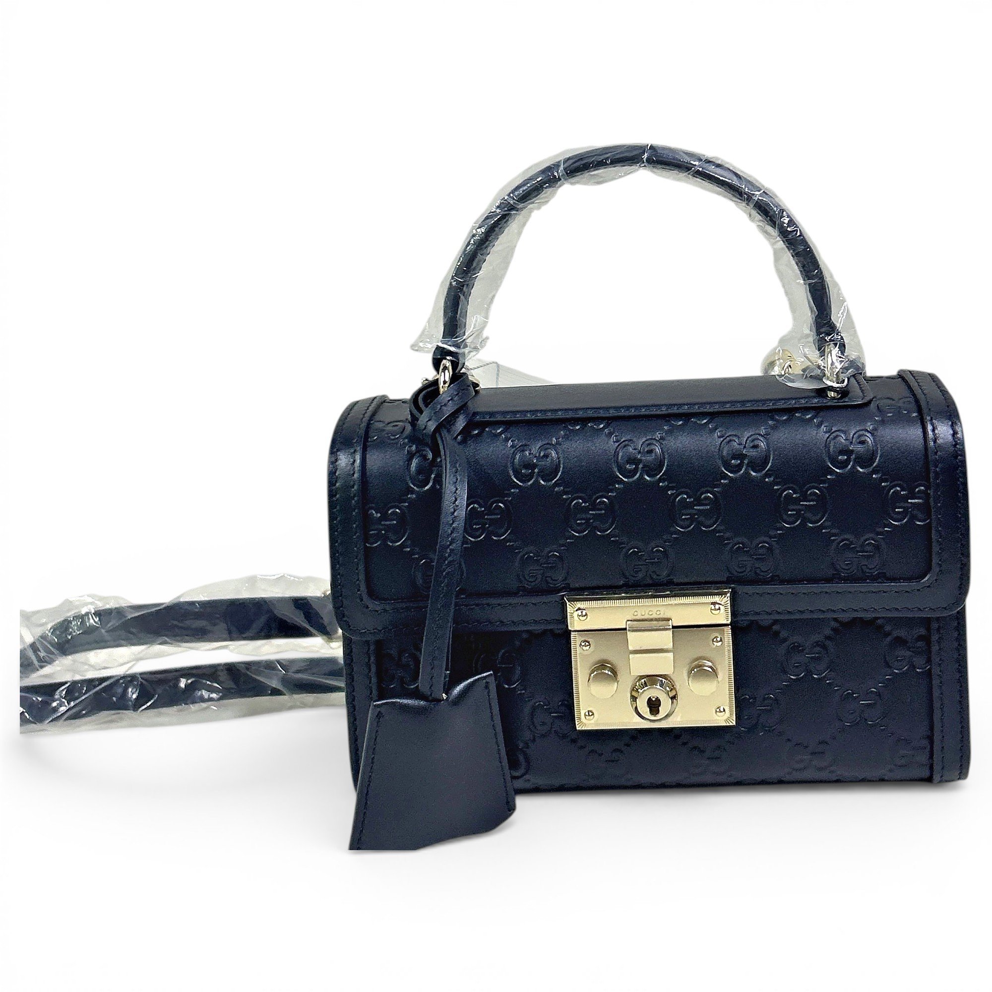 Padlock leather handbag