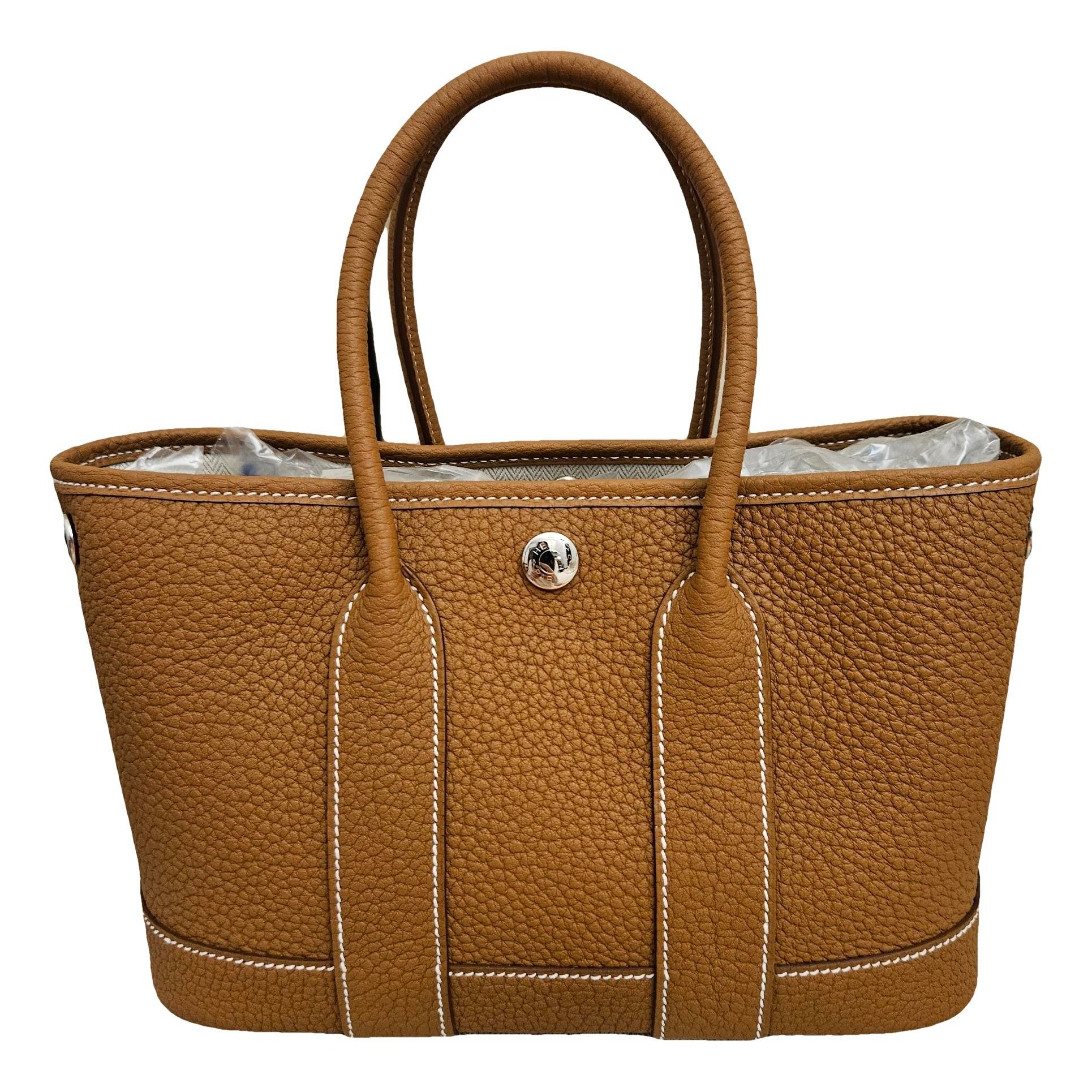 Hermes Garden Party Handbag Gold Negonda Leather