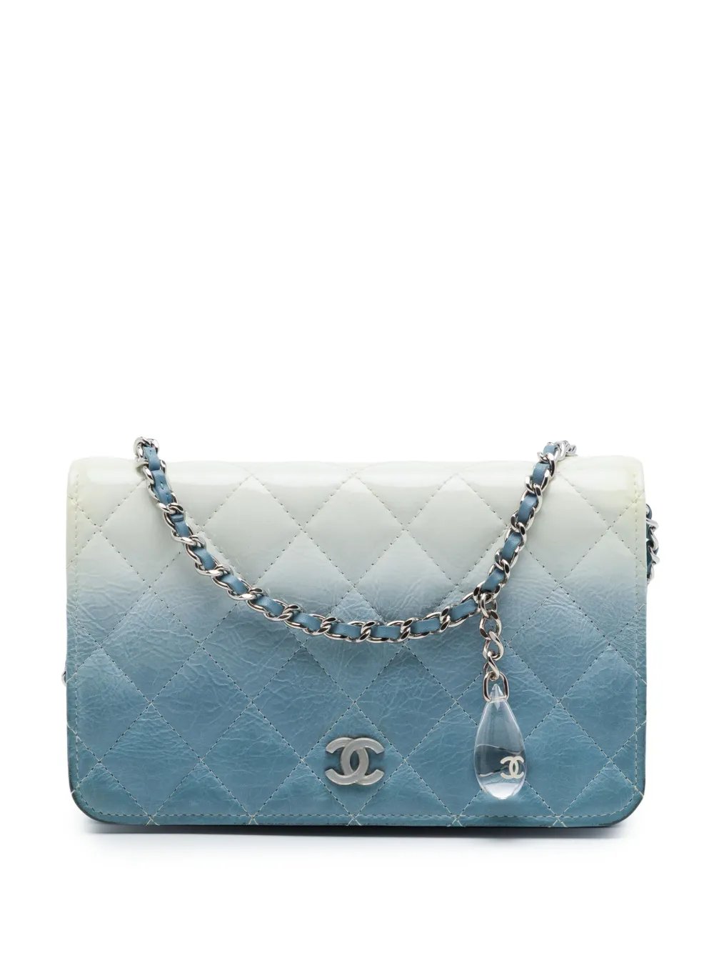 2018 CC Quilted Ombre Patent and Aged Calfskin Crystal Wallet On Chain crossbody bag