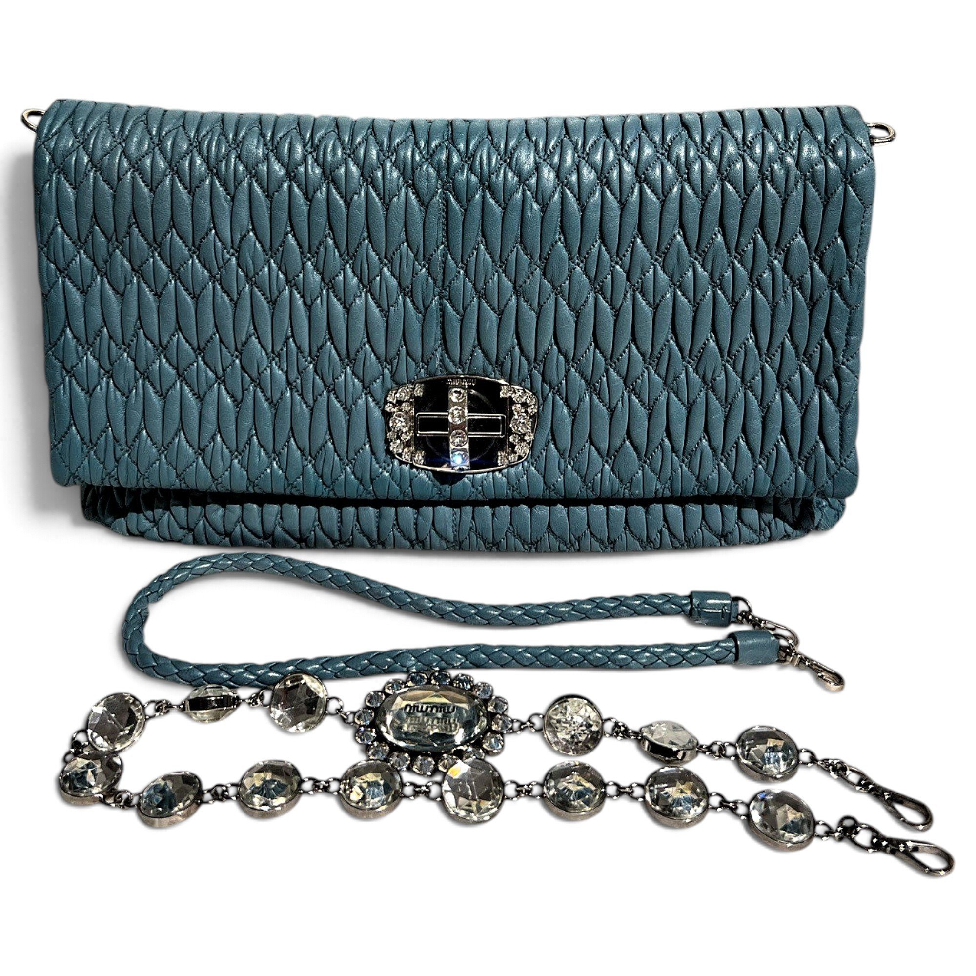 Miu Crystal leather handbag