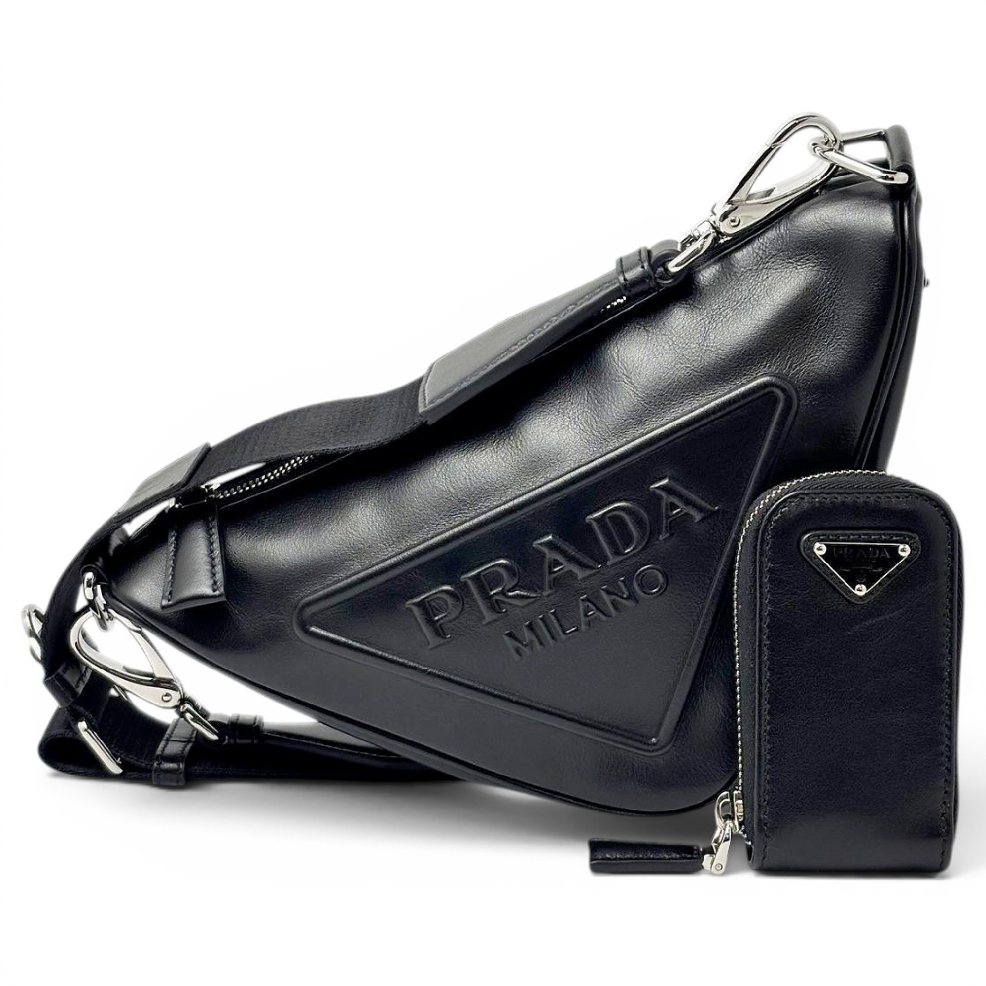 Triangle pony-style calfskin handbag