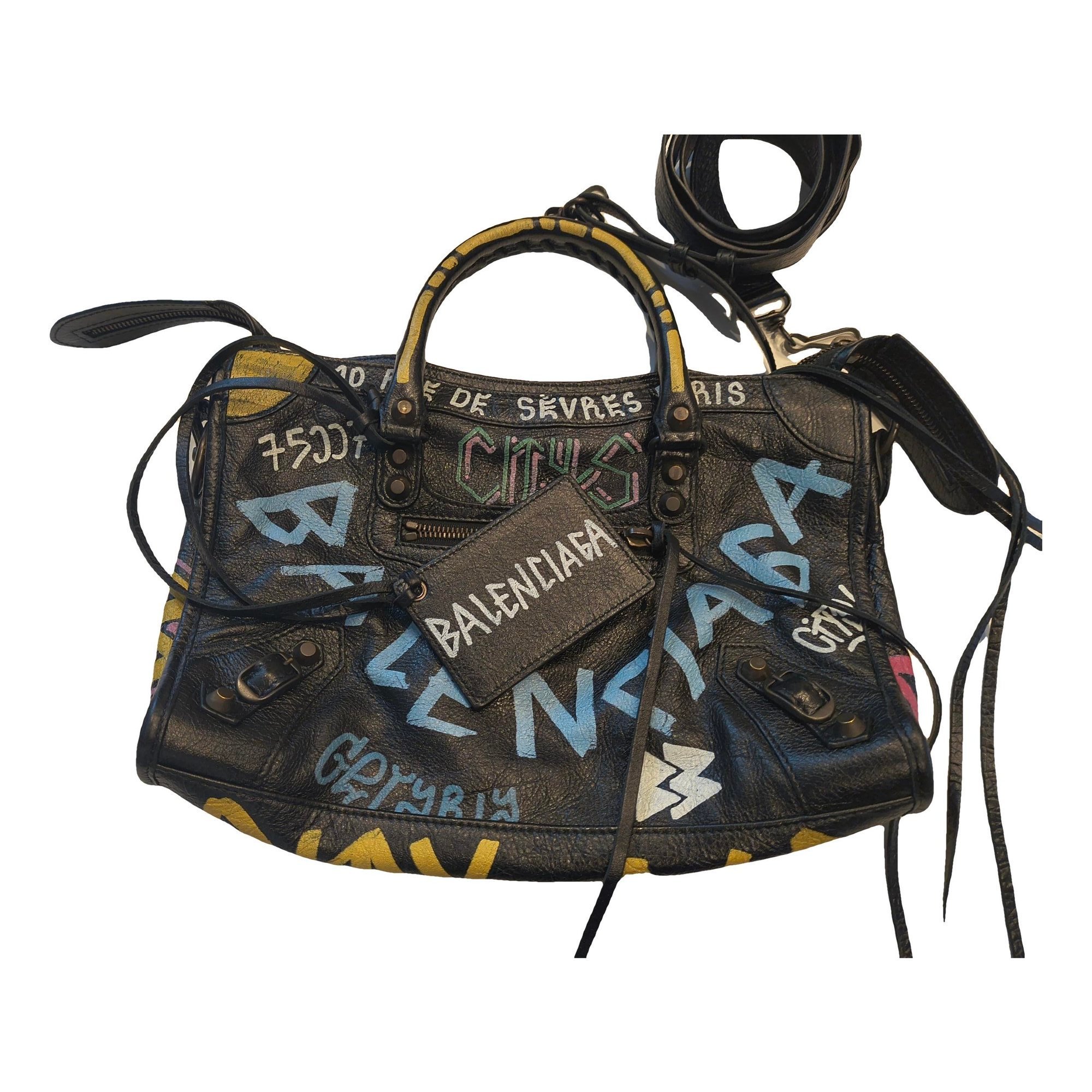 City leather handbag