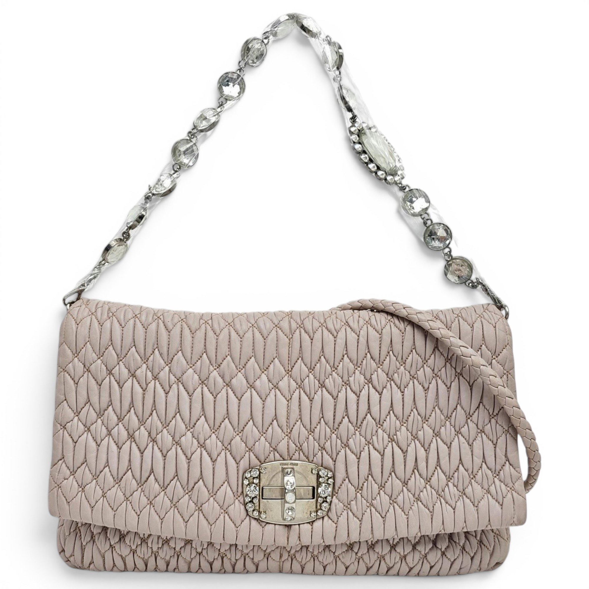 Miu Crystal leather handbag