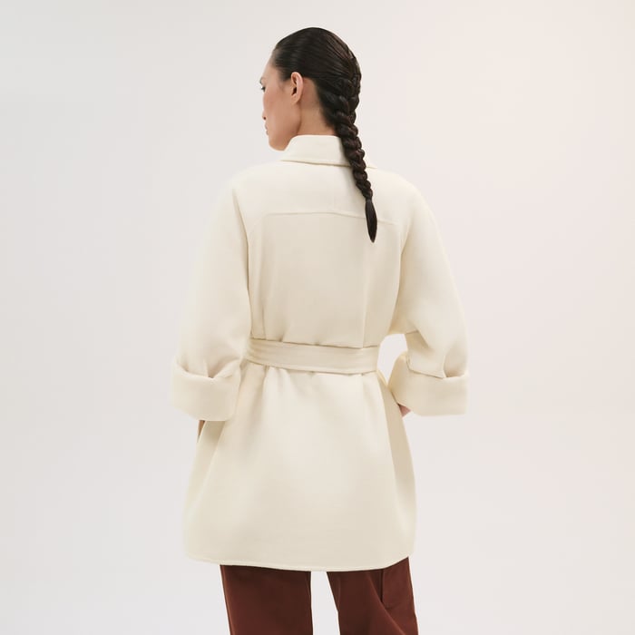 Blanc Naturel Jacket With Leather Detail