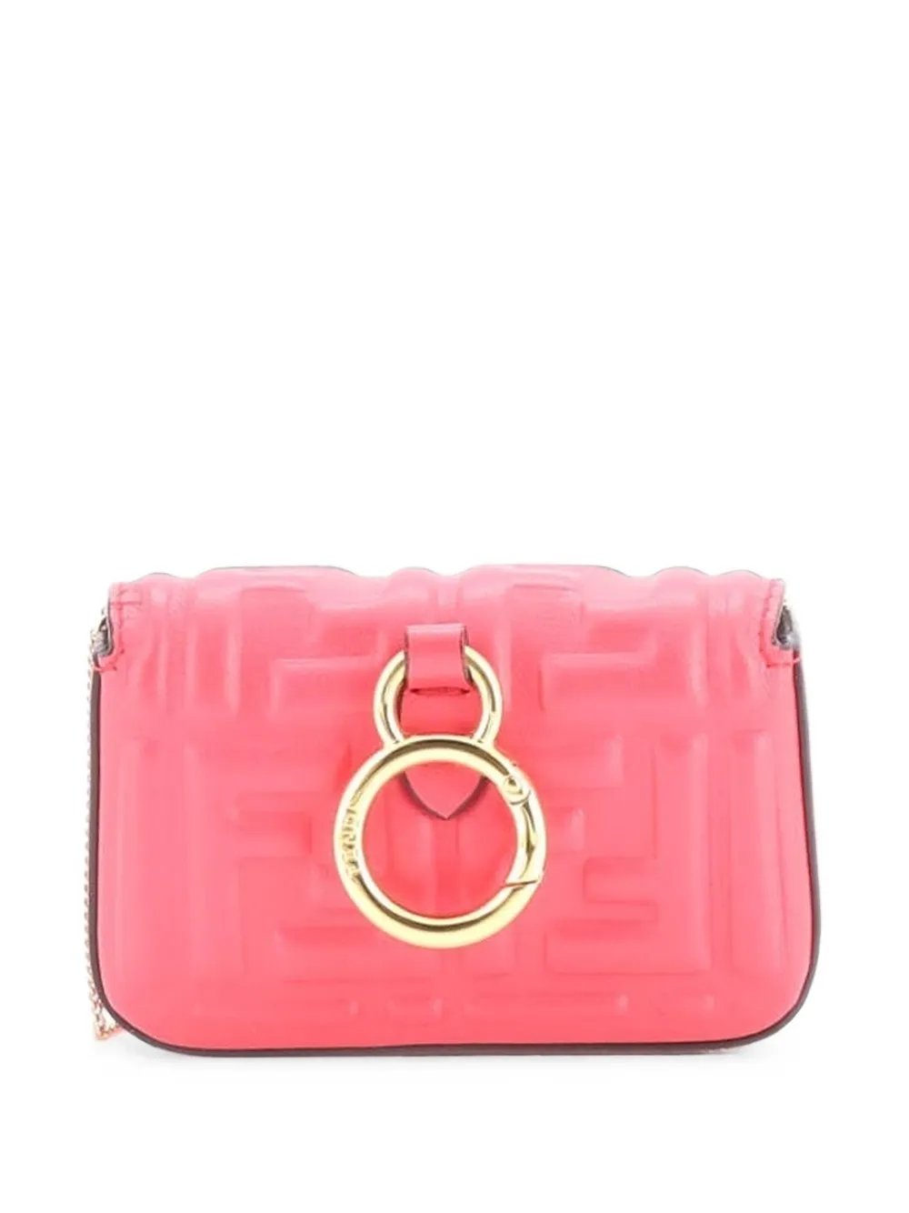 Chain Baguette Charm Bag Zucca Embossed Leather Nano crossbody bag