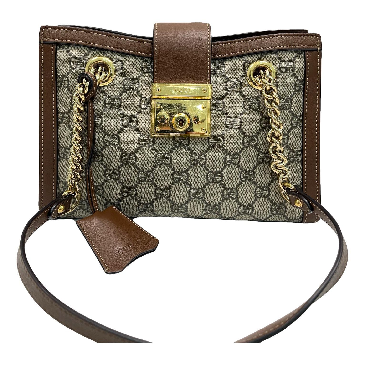 Padlock leather handbag
