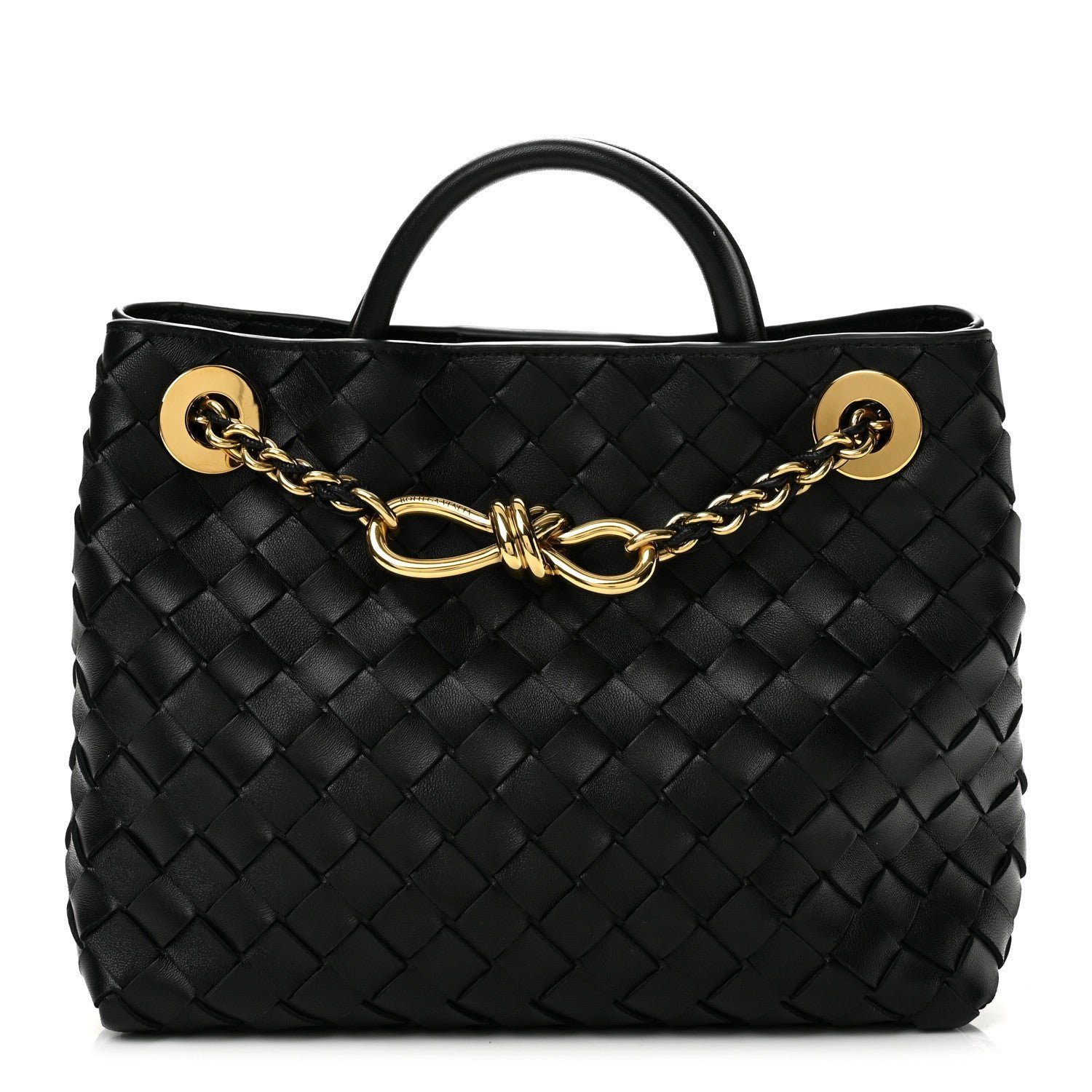Bottega Veneta Nappa Intrecciato Small Andiamo With Chain Shoulder Bag Black