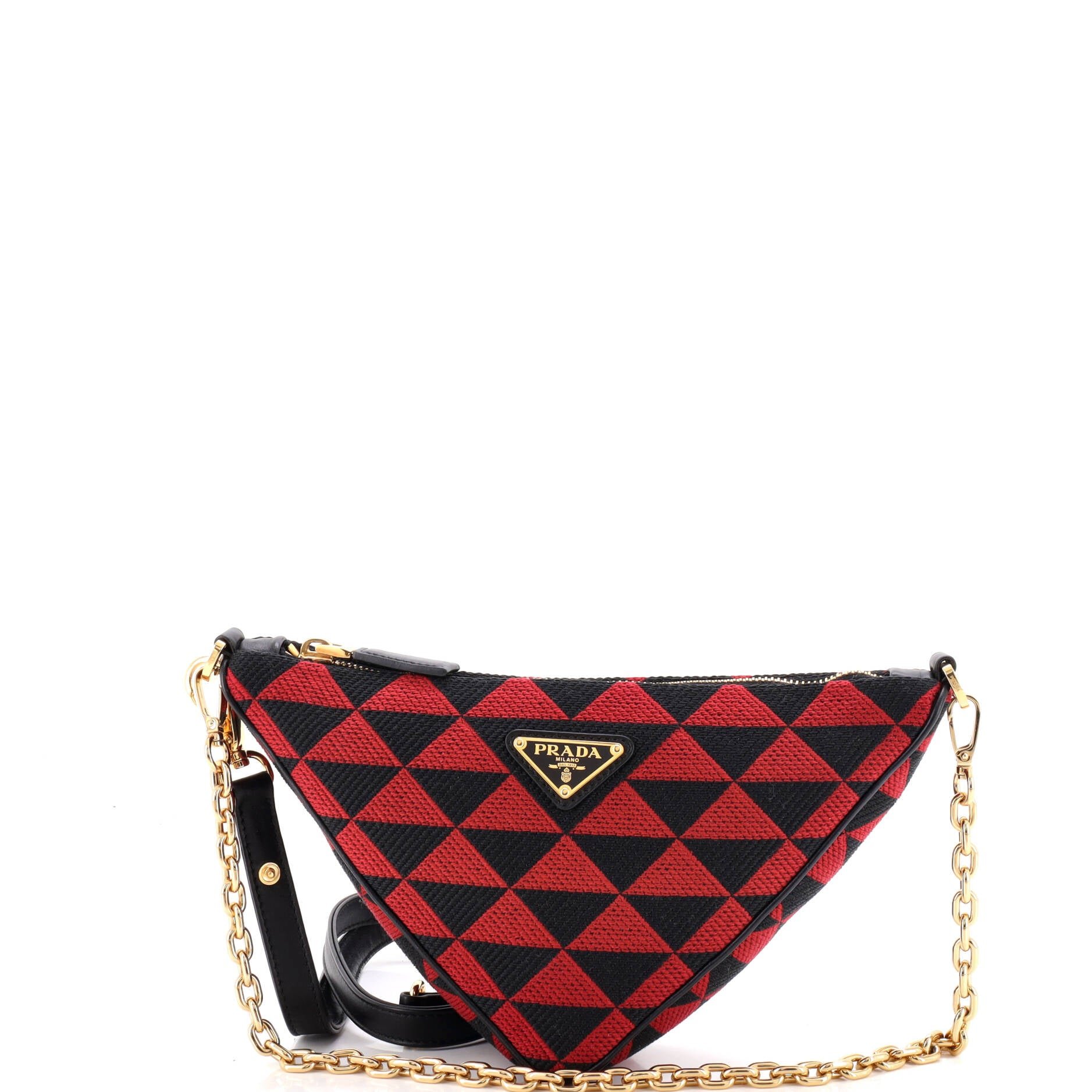 Symbole Triangle Bag Leather and Jacquard Mini