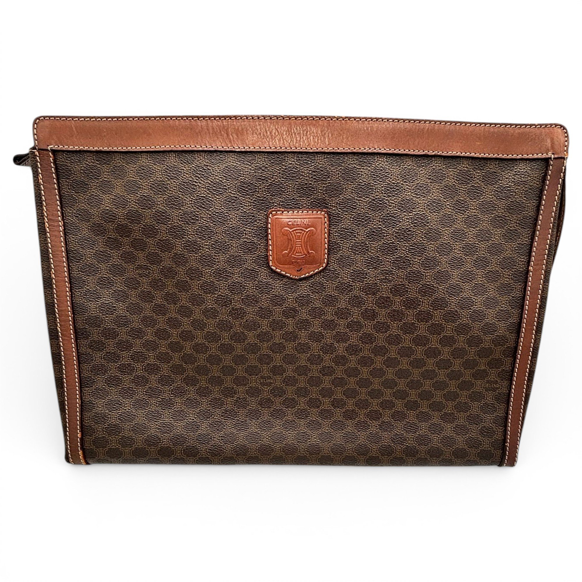 Triomphe Vintage leather clutch bag