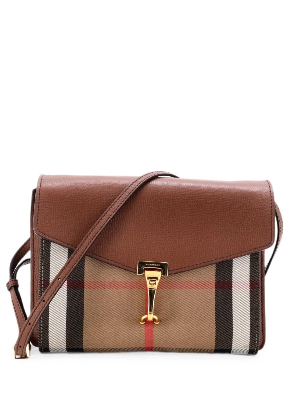 Macken Leather and House Check Canvas Small crossbody bag
