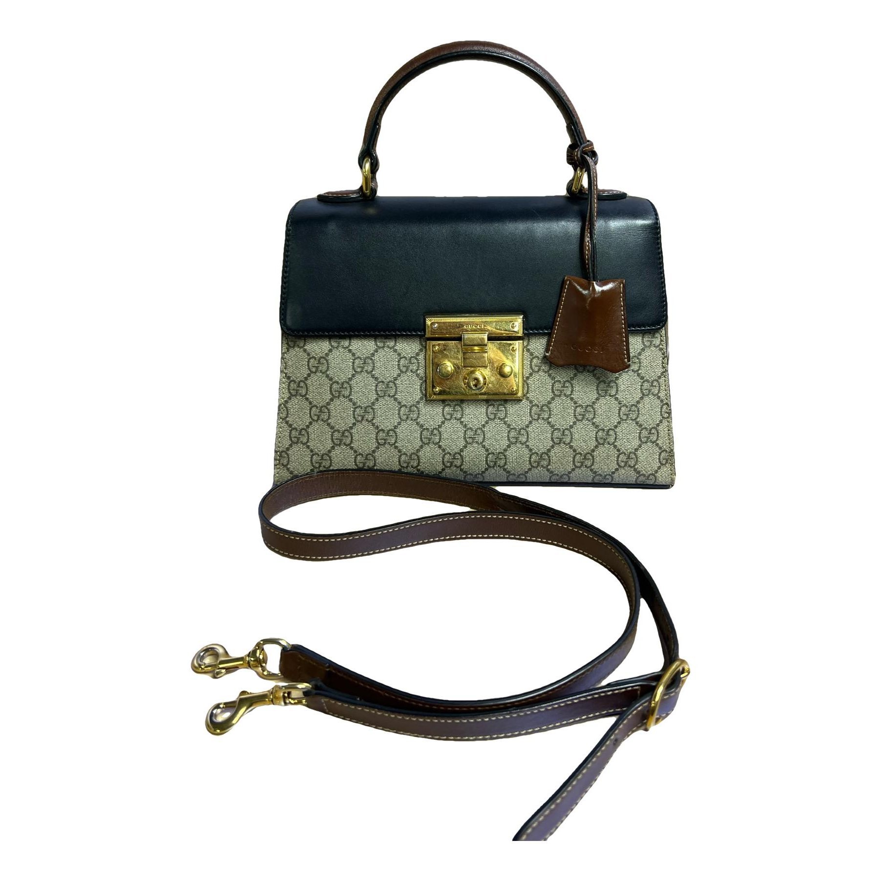 Padlock leather handbag