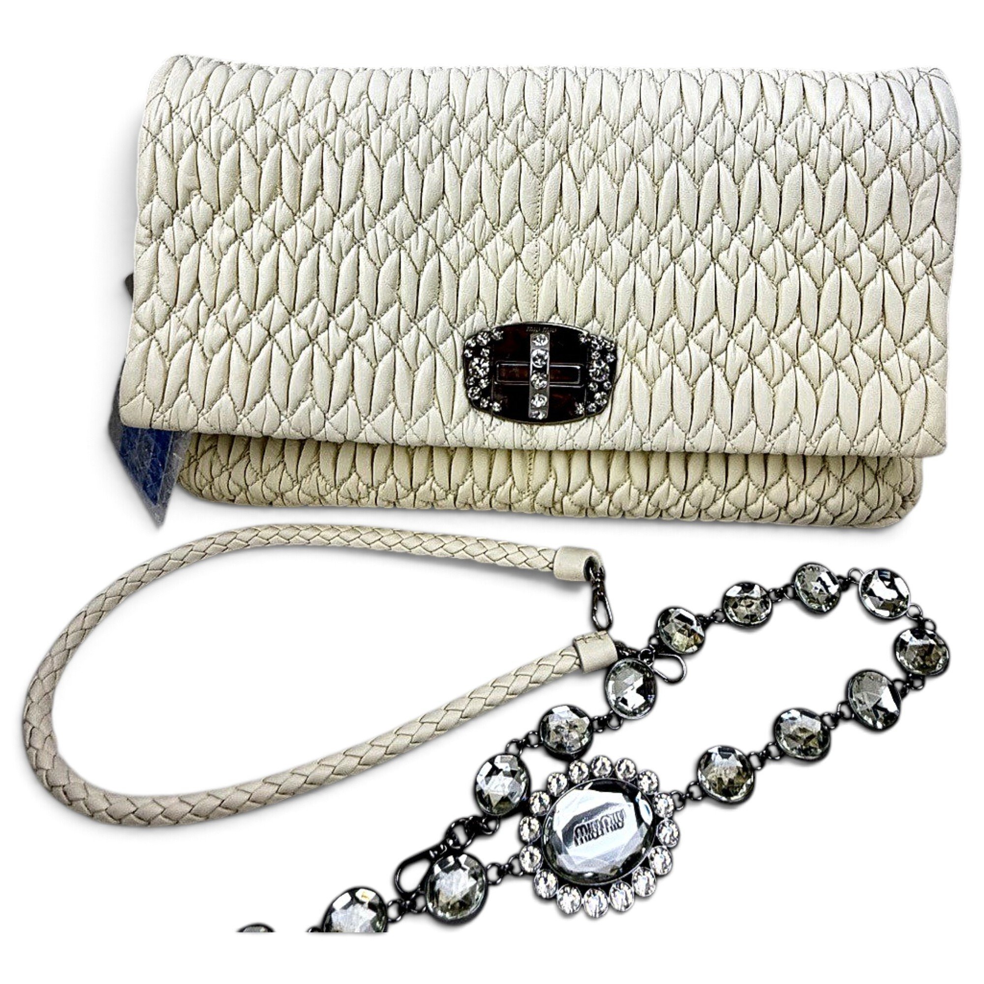 Miu Crystal leather handbag