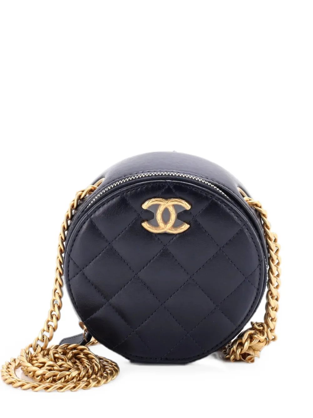 All Slide Long Round Clutch with Chain Quilted Lambskin crossbody bag