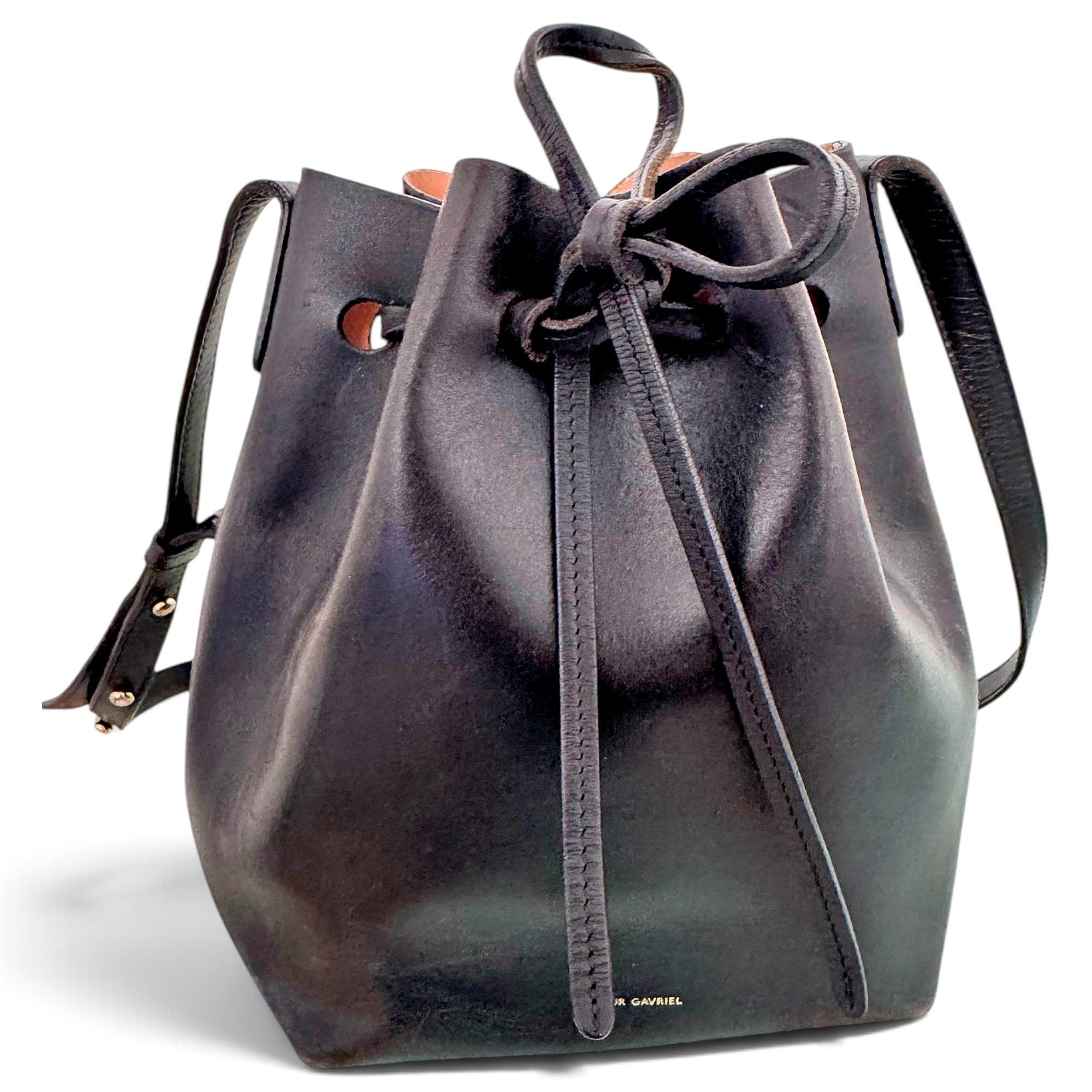 Bucket leather handbag