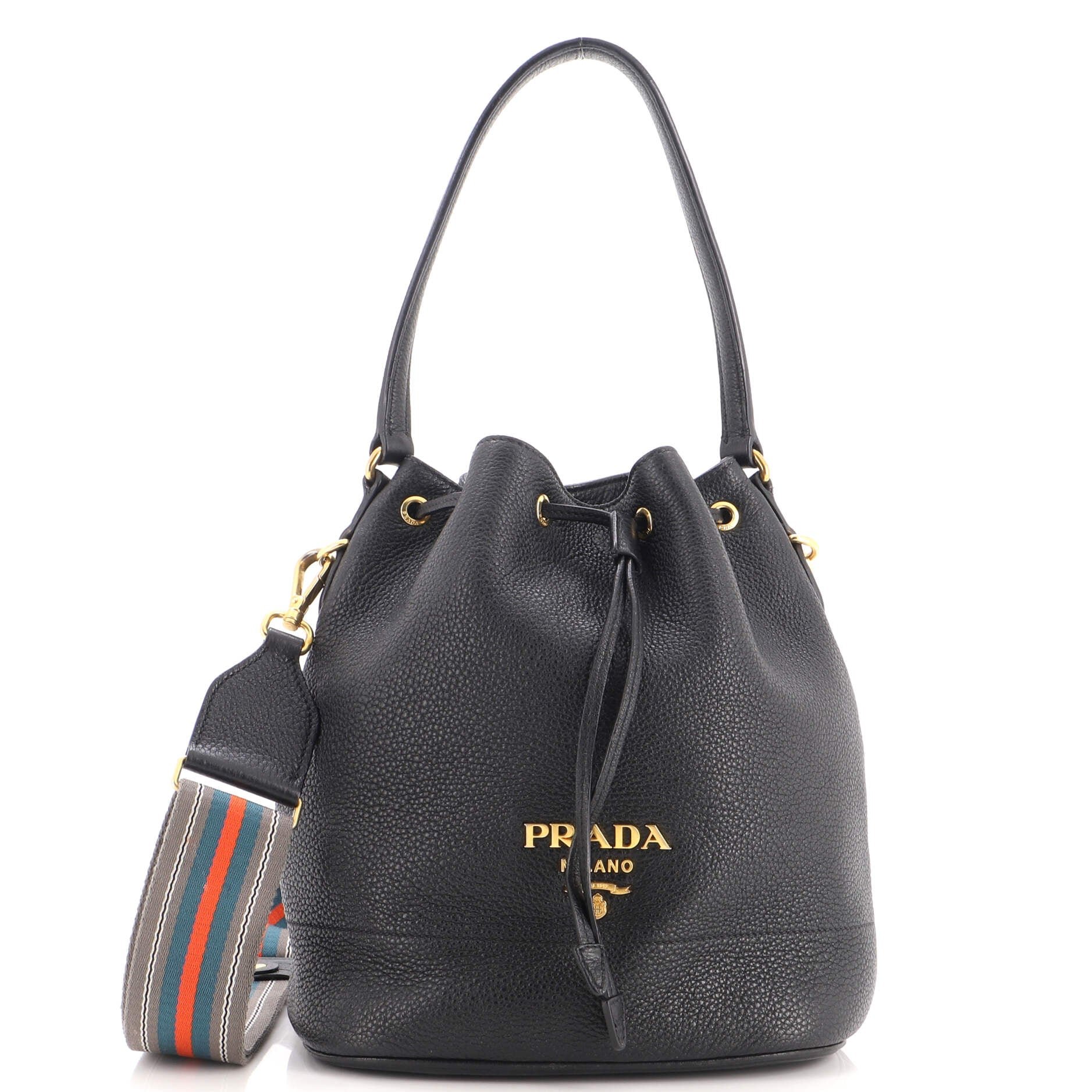 Dual Strap Top Handle Bucket Bag Vitello Daino Small