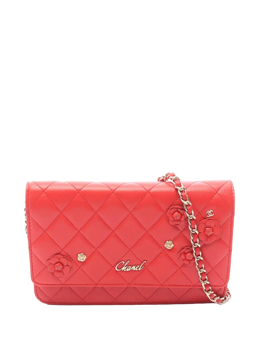 2019 Quilted Lambskin Camellia Charms Wallet on Chain crossbody bag