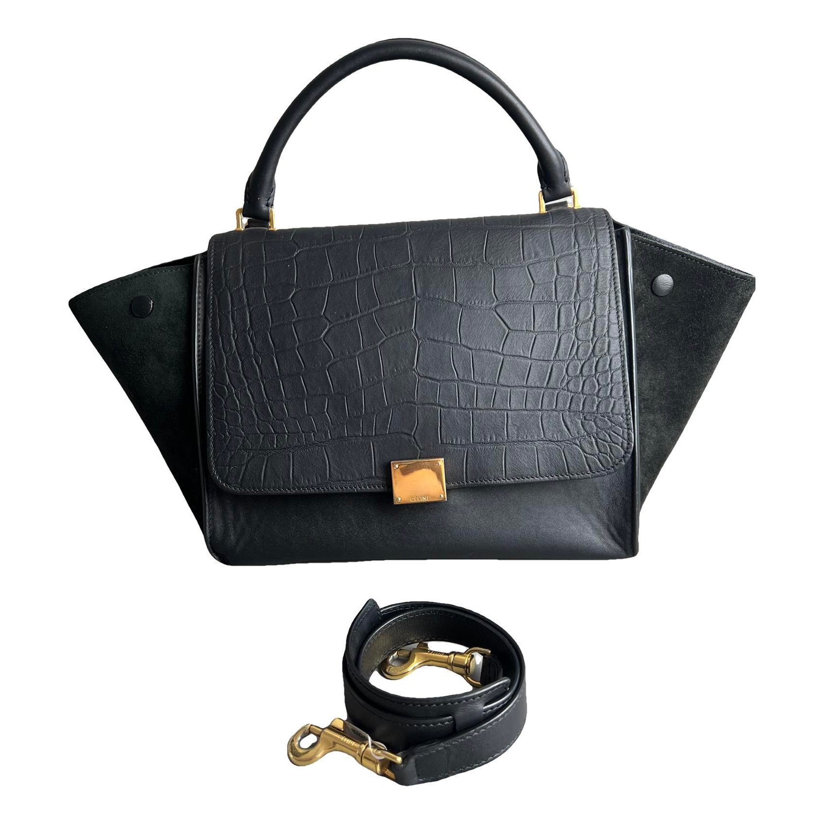 Trapèze leather handbag