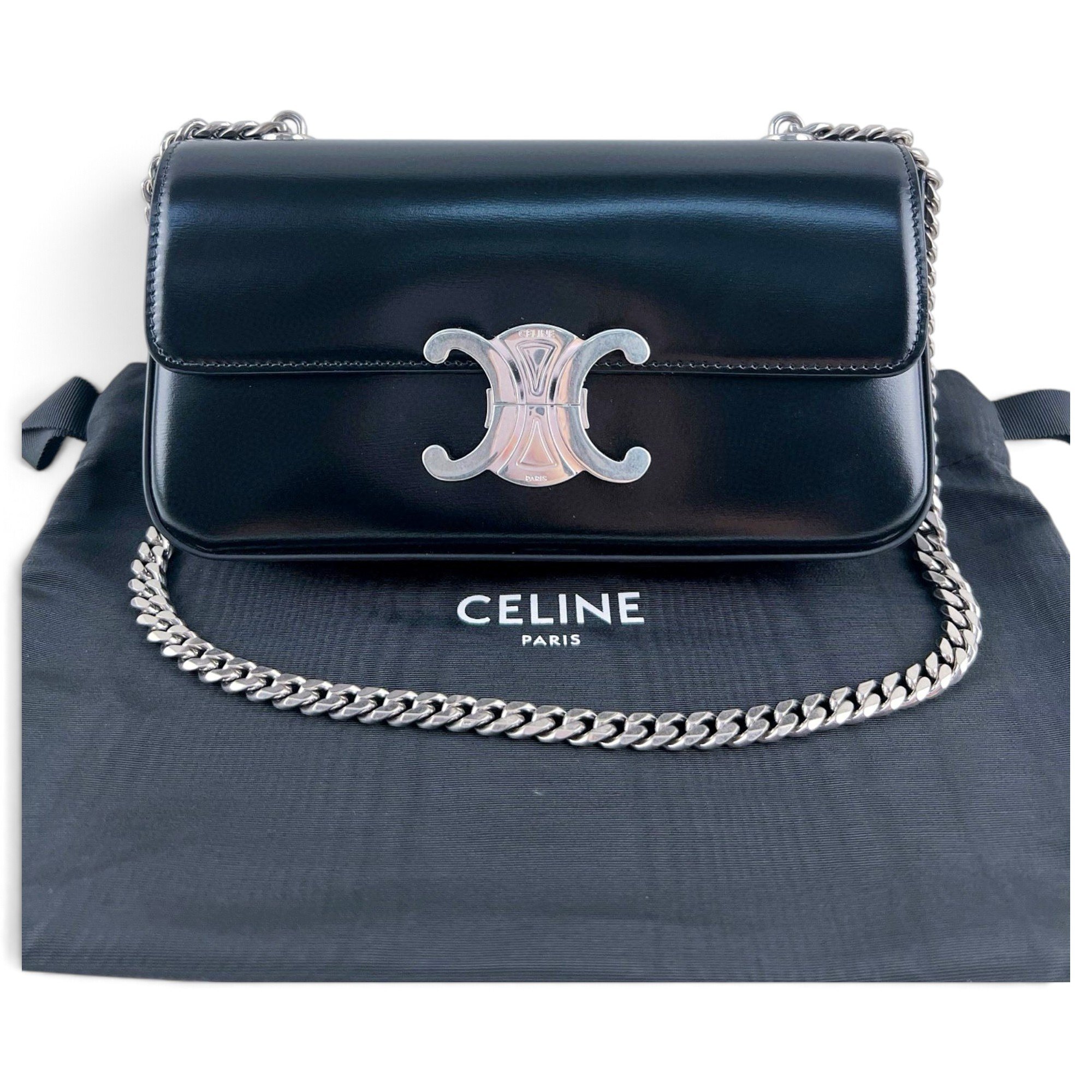 Triomphe chain leather handbag