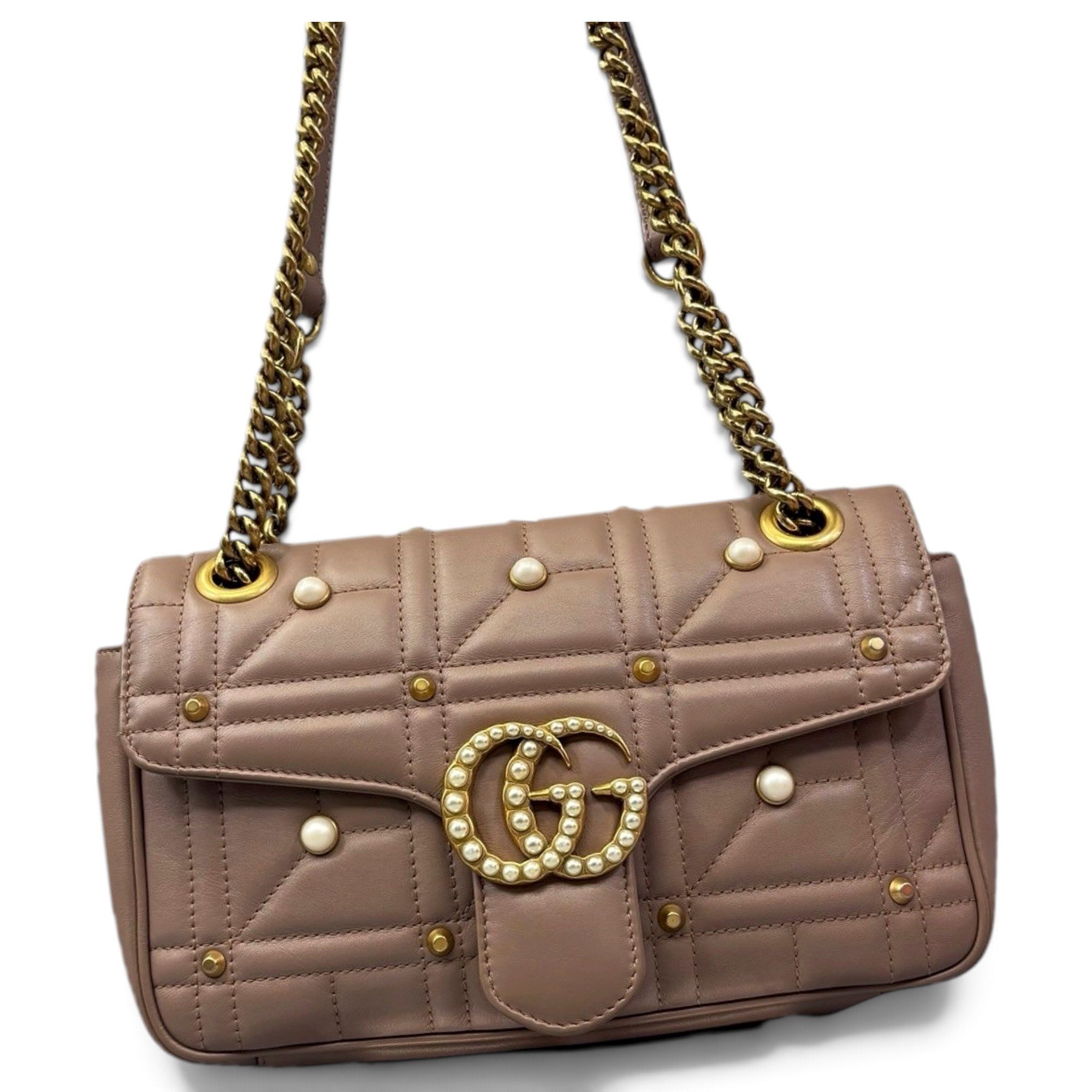 Pearly GG Marmont Flap leather handbag