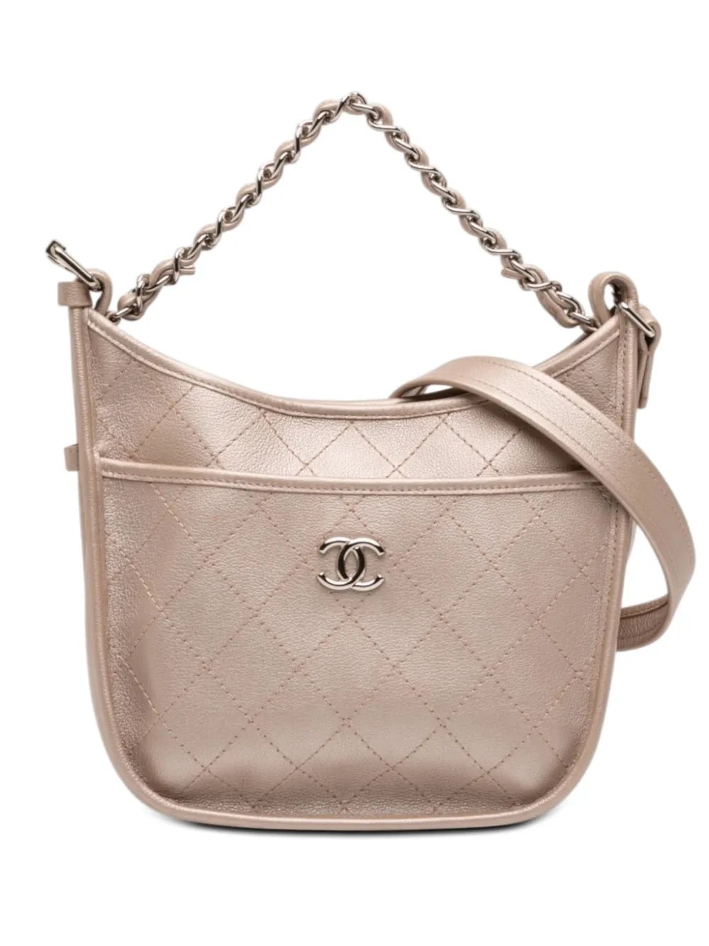 2018 Small Quilted Metallic Calfskin Jungle Stroll Hobo satchel