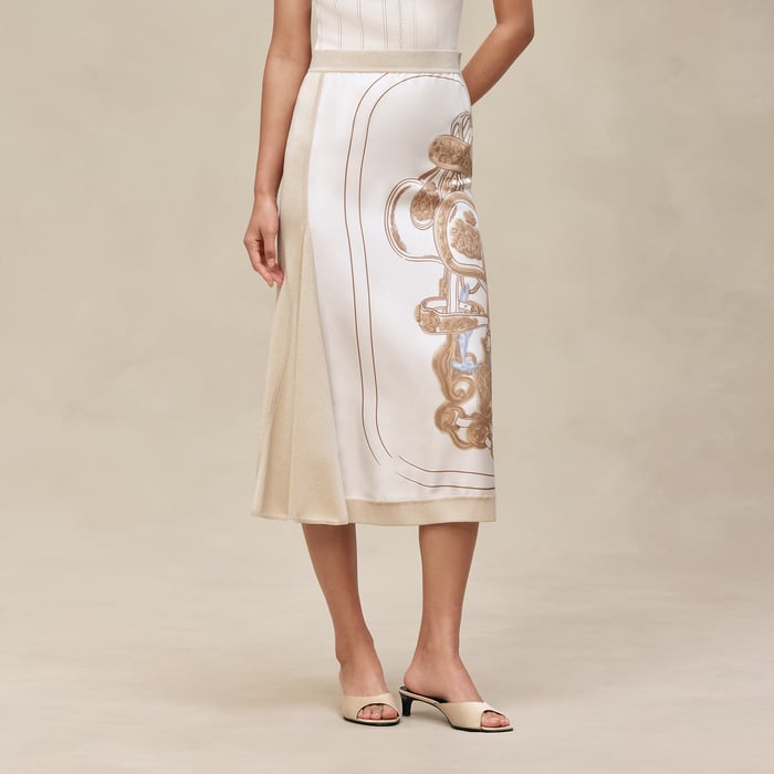 Blanc Nacre "Brides De Gala Gold" Long Skirt With Slit