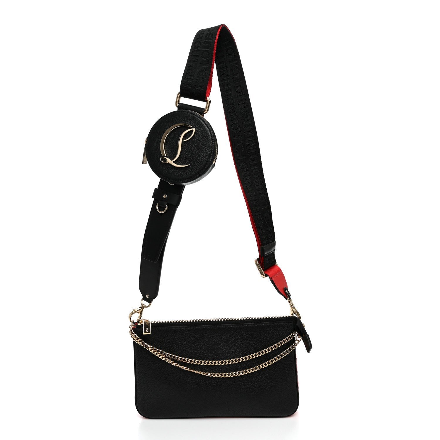 Christian Louboutin Toile Monogram Loubila Chain Hybrid Crossbody Black Black