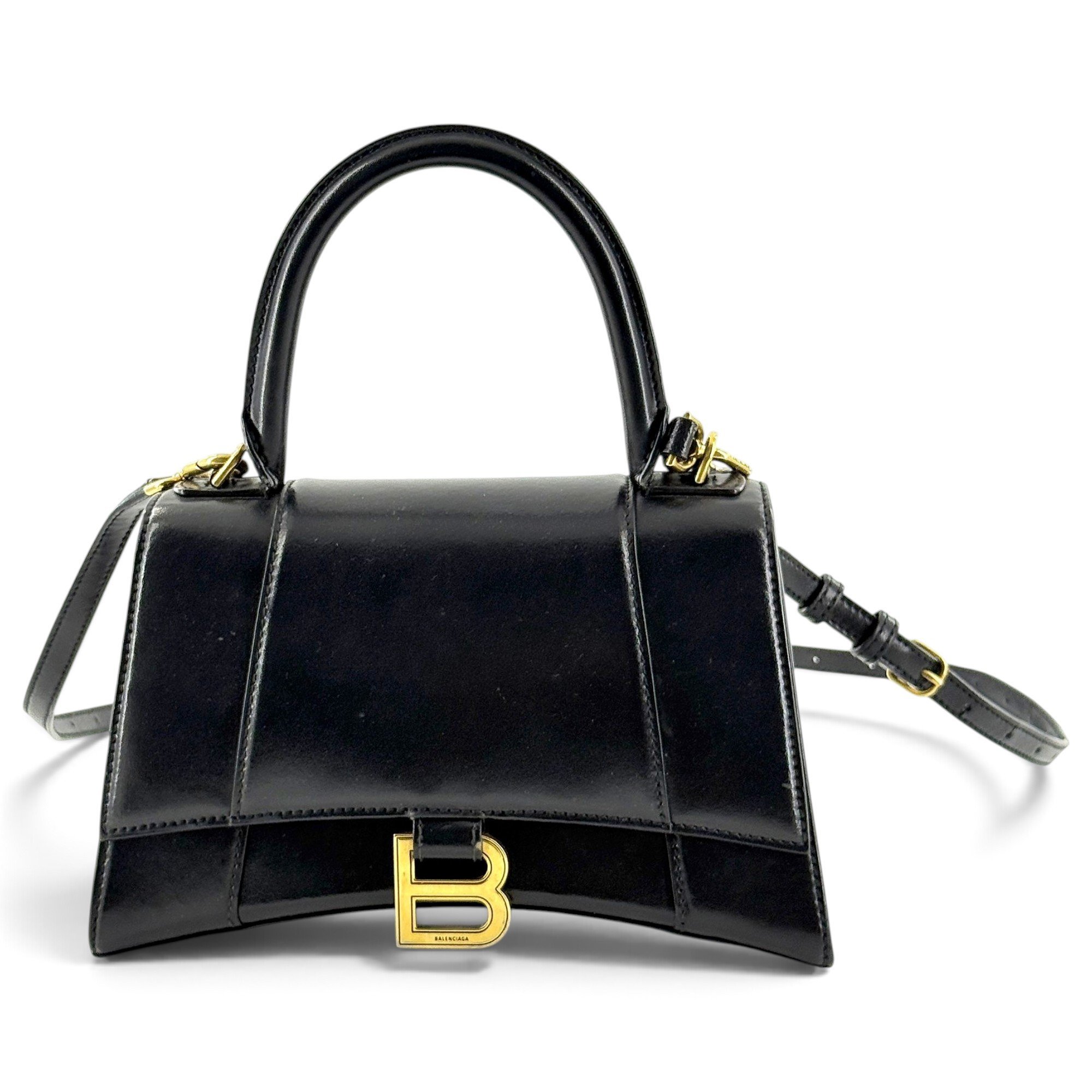 Hourglass leather handbag