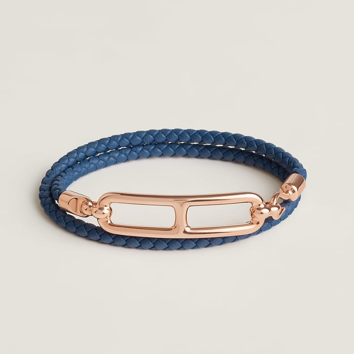 Bleu Tie Roulis Double Tour Bracelet