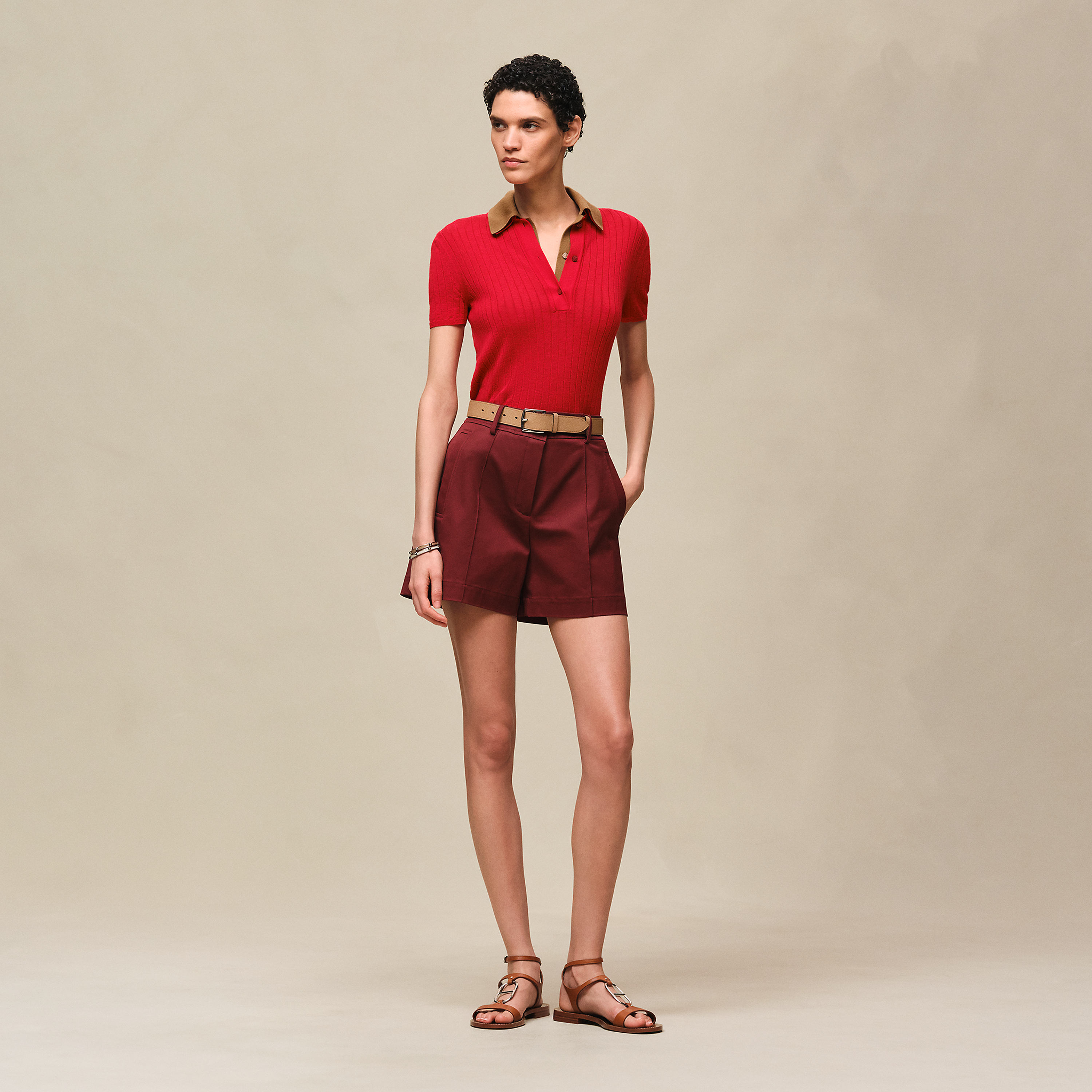 Double cotton twill shorts