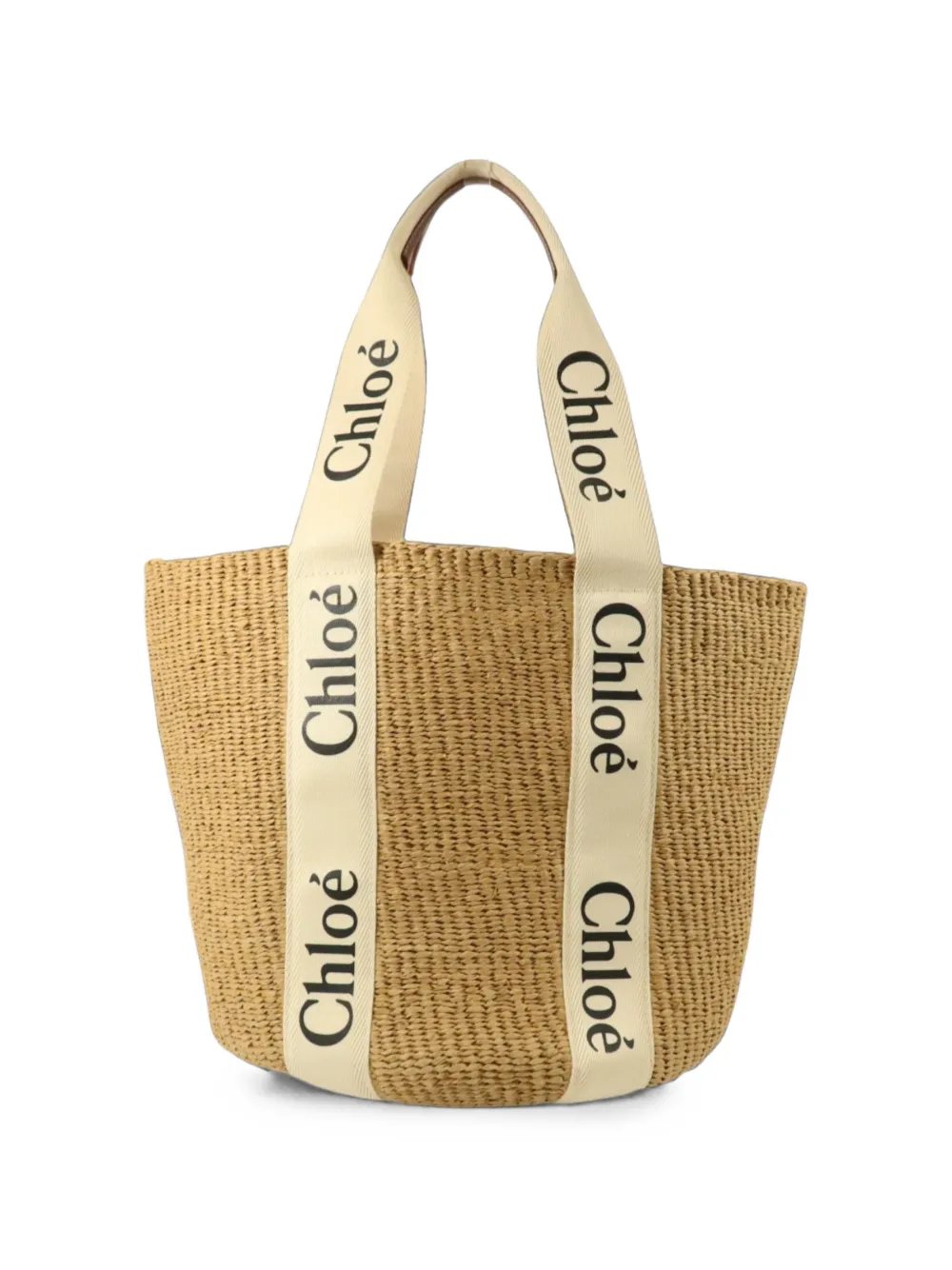 Woody logo-tape basket bag