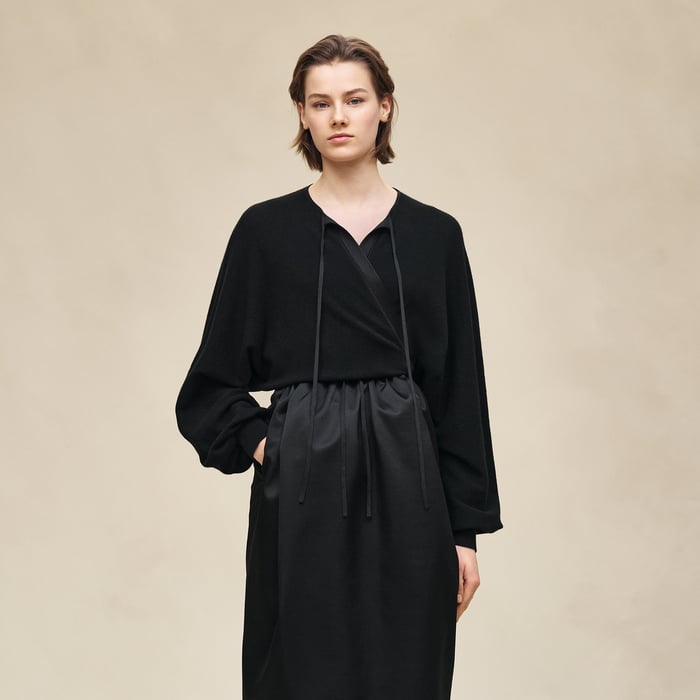Noir Wrap Cashmere Cardigan