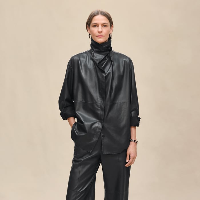 Gris Ardoise Shirt With Asymmetric Collar
