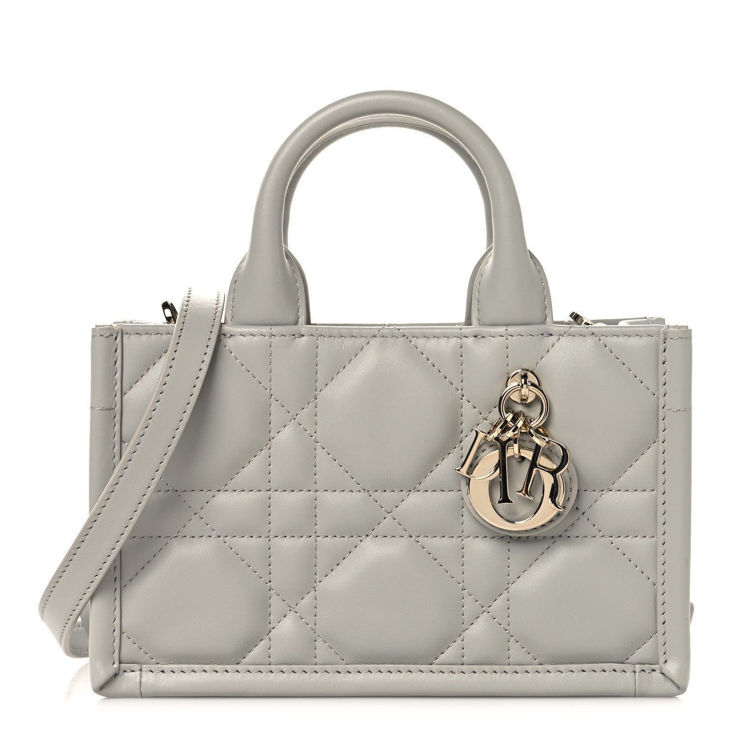 Christian Dior Calfskin Macrocannage Mini Book Tote Grey