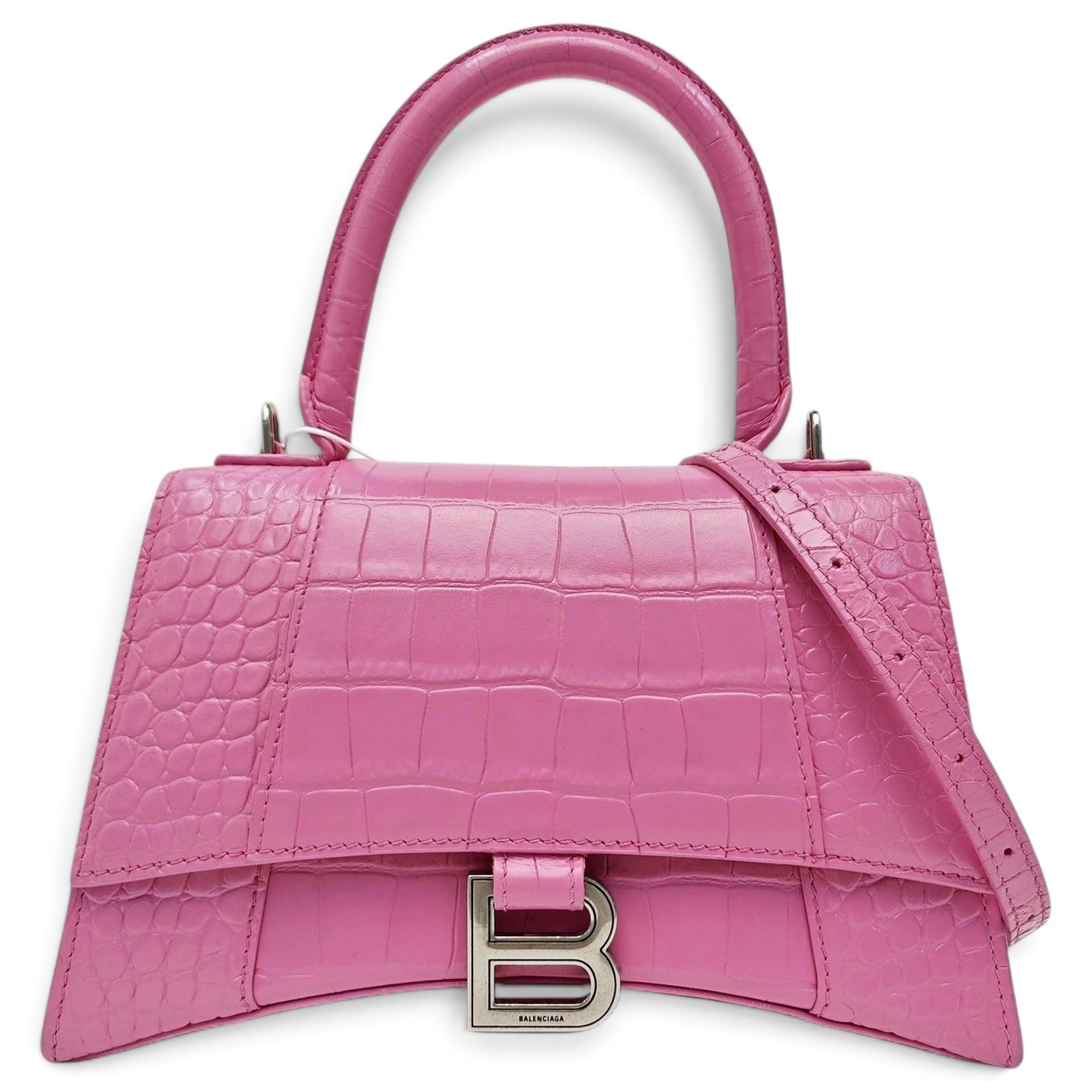 Hourglass leather handbag