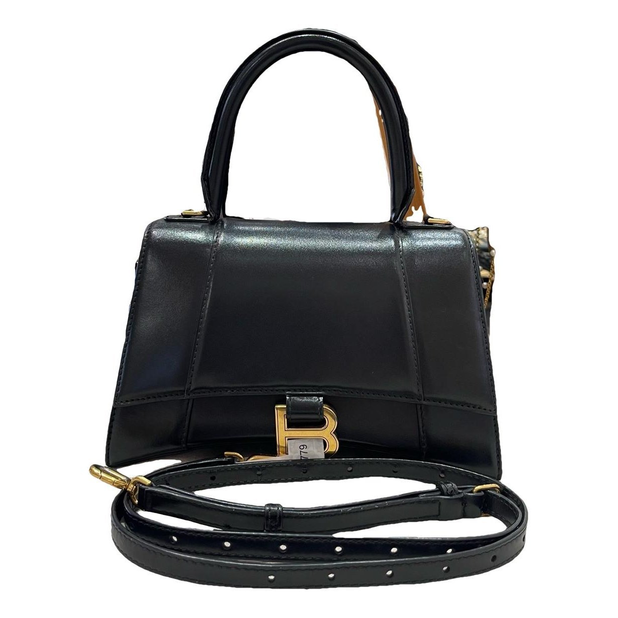 Hourglass leather handbag