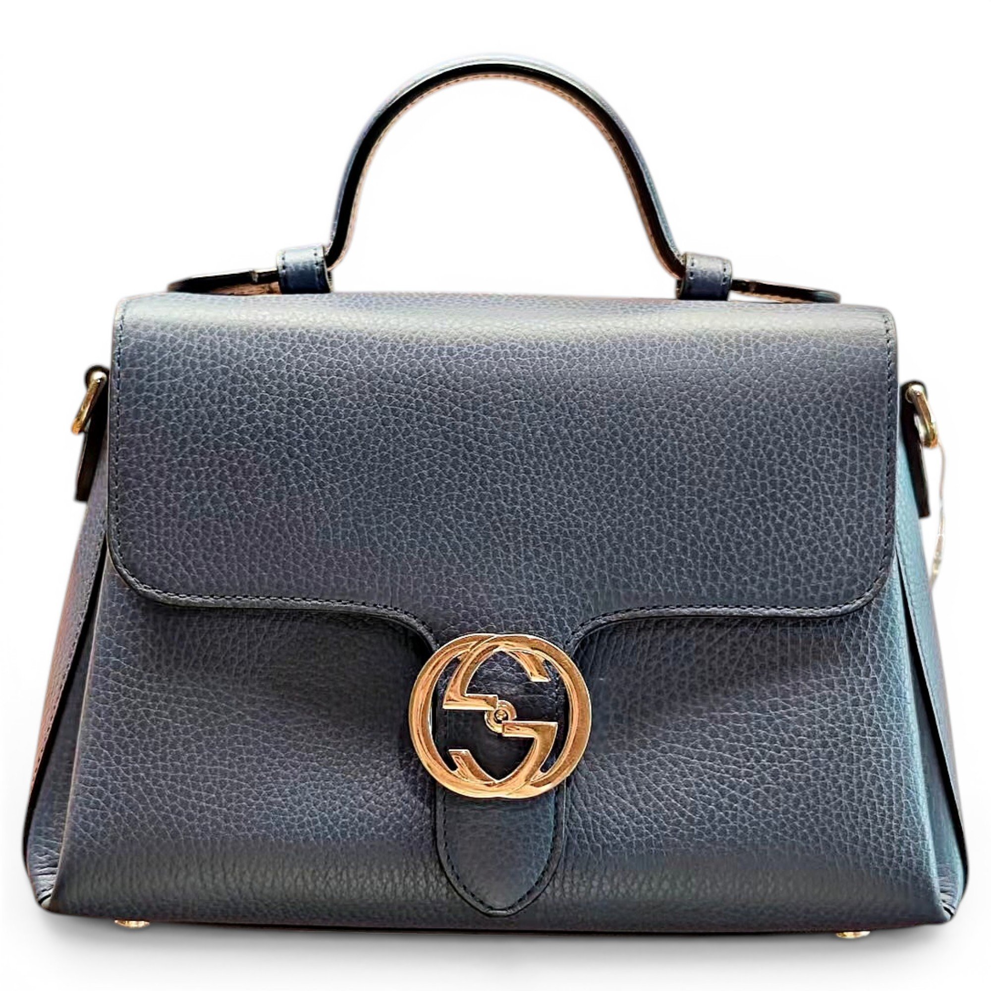 Interlocking leather handbag